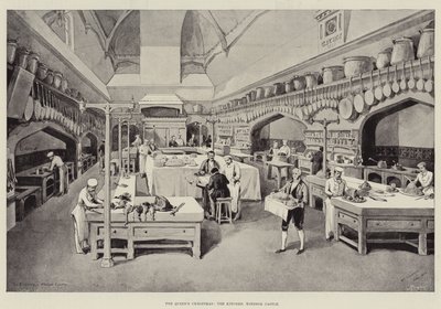 Dronningens jul, køkkenet, Windsor Castle af William Crimea Simpson